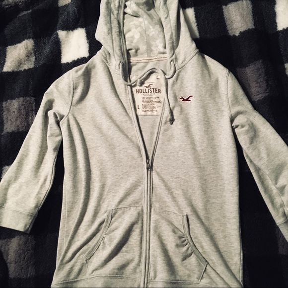 HOLLISTER 3/4 Sleeve Lightweight Zip Up Hoodie - Picture 4 of 7